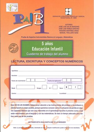 PAIB 1. CUADERNO DE TRABAJO DEL ALUMNO INFANTIL (5 AÑOS)