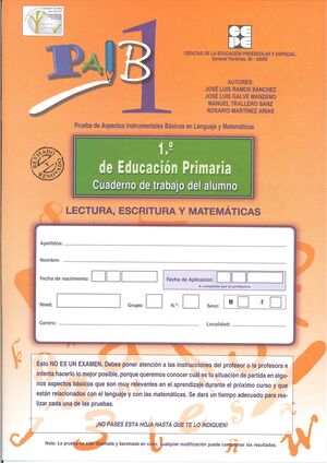 PAIB 1. CUADERNO DE TRABAJO DEL ALUMNO 1º DE PRIMARIA