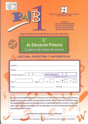 PAIB 1. CUADERNO DE TRABAJO DEL ALUMNO 2º DE PRIMARIA