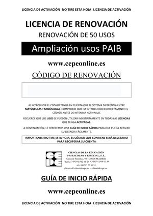PAIB 1, 2 Y 3. RENOVACIÓN DE 50 USOS
