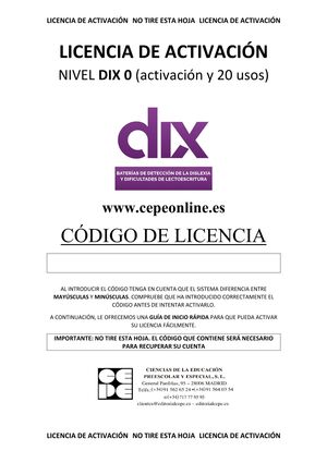 DIX 0. LICENCIA ON LINE (20 USOS)
