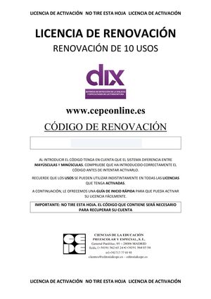 DIX 0, 1 Y 2. RENOVACIÓN DE 10 USOS